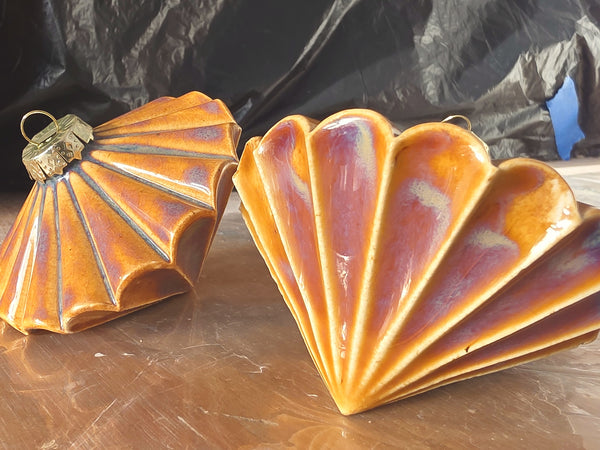 Floating Orange Ribbed Diamond
